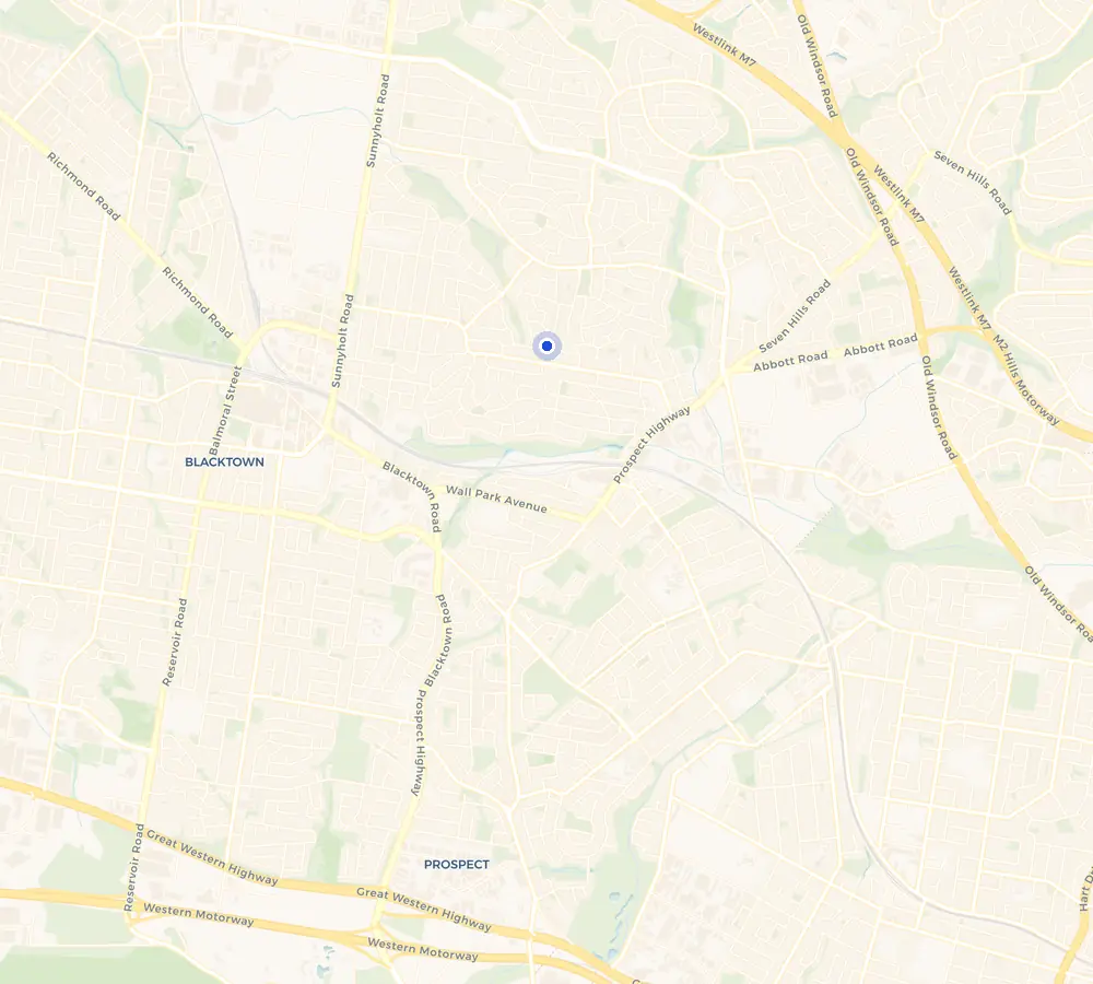 Map of the Lalor Park service area and the surrounding Blacktown area, showing Lalor Park and the nearby streets we cover.