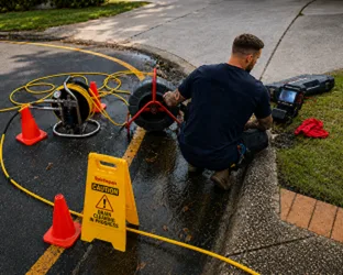 Plumber inspecting a blocked drain in Lalor Park