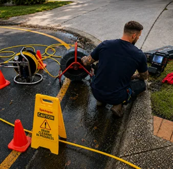 Burst drain pipe being repaired in Lalor Park